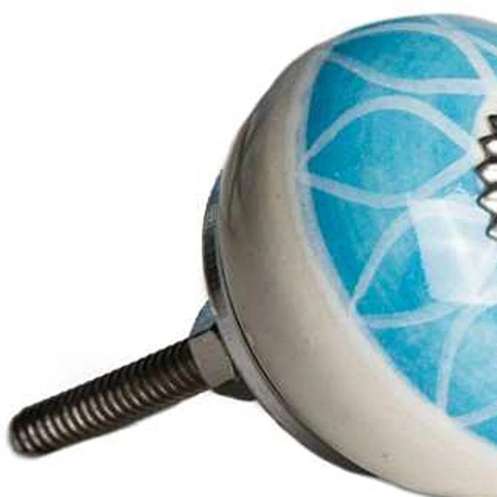 1.5" X 1.5" X 1.5" Ceramic Metal Aqua And White 12 Pack Knob - Image 5