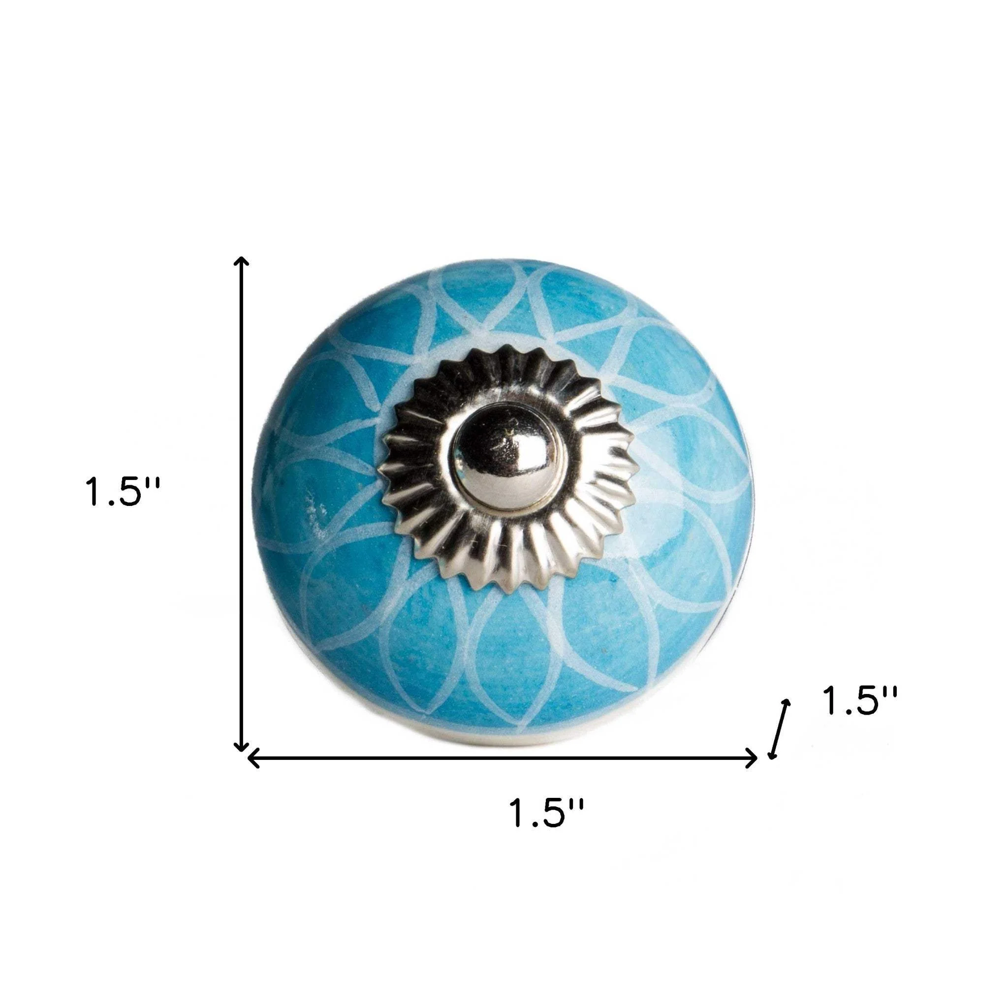 1.5" X 1.5" X 1.5" Ceramic Metal Aqua And White 12 Pack Knob - Image 6