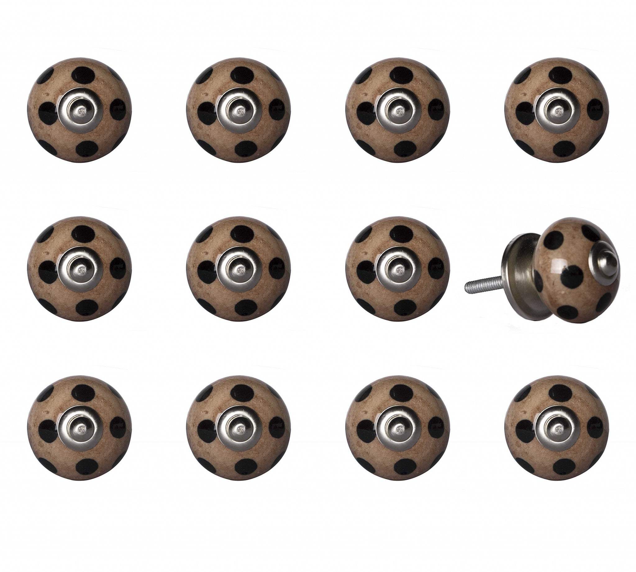 1.5" X 1.5" X 1.5" Ceramic Metal Brown Black 12 Pack Knob - Image 3