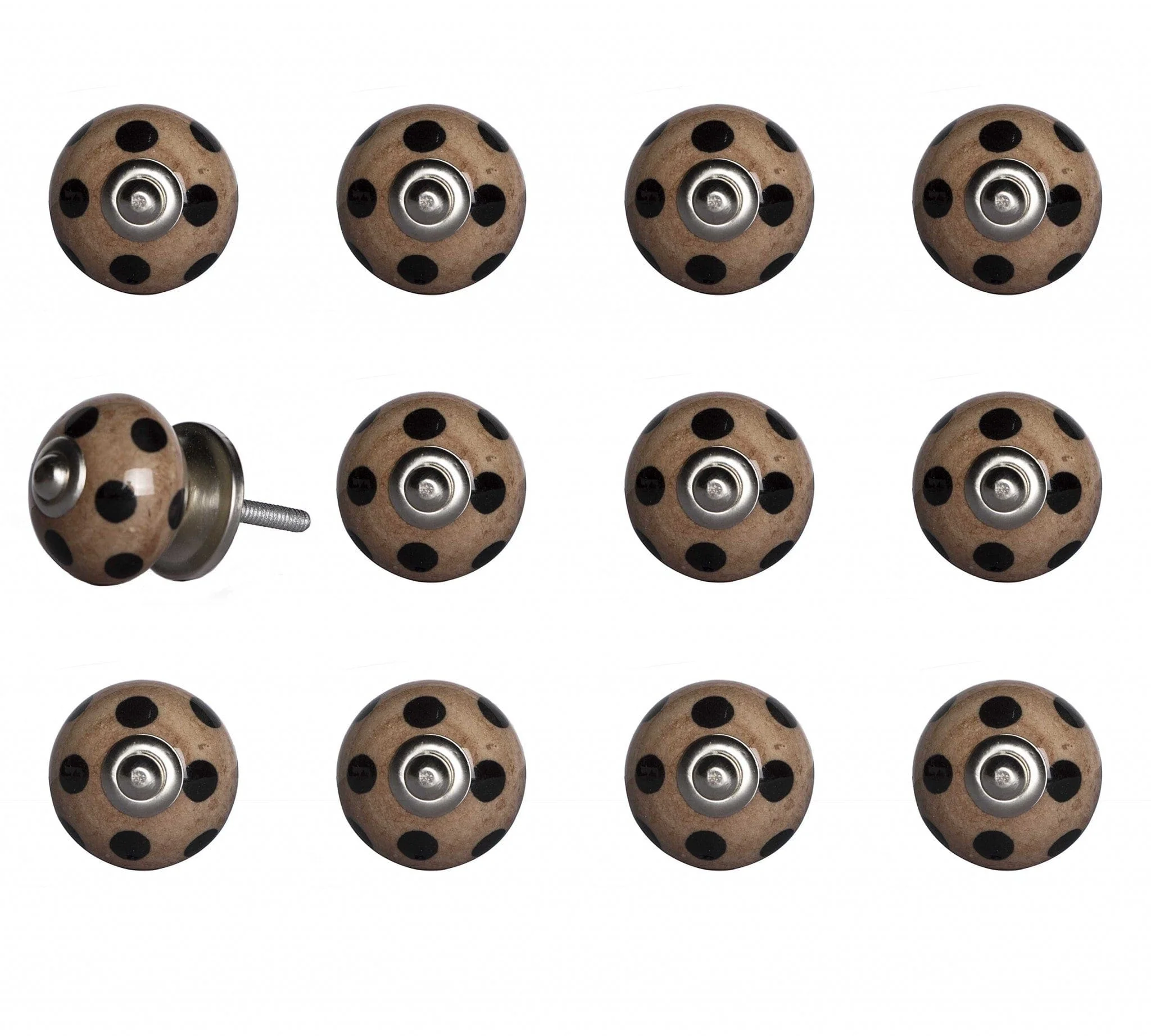 1.5" X 1.5" X 1.5" Ceramic Metal Brown Black 12 Pack Knob - Image 4