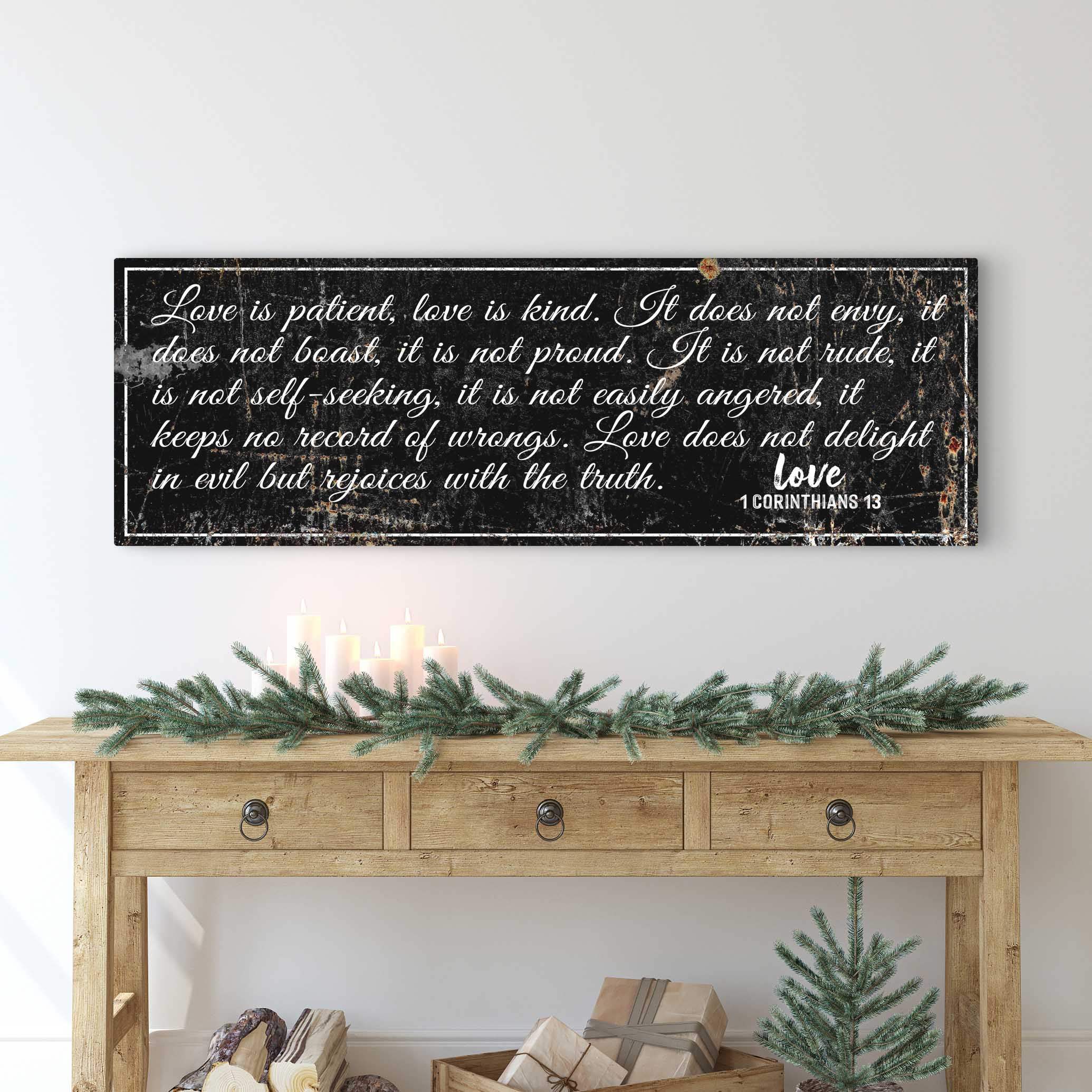 1 Corinthians 13: 'Love Is Patient' - Rustic Christian Wall Art, Religious Decor for Living Room - Image 2