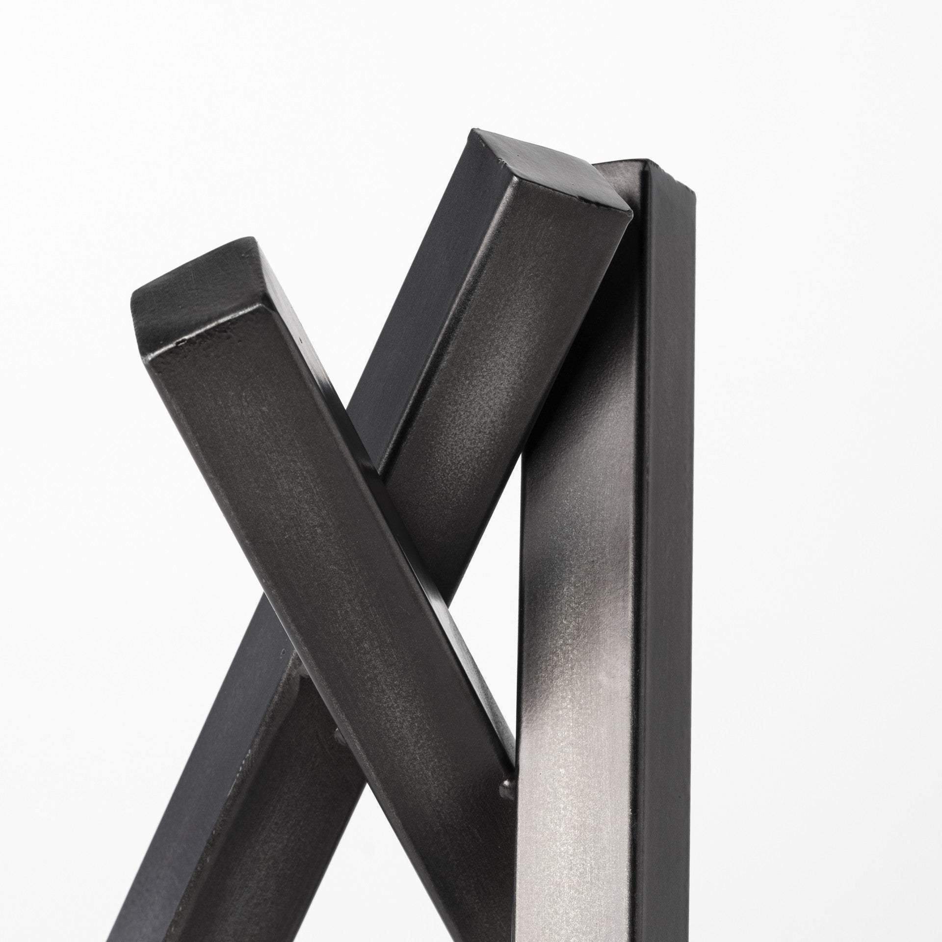 12" Gunmetal Gray Metal Abstract Geometric Tabletop Sculpture - Image 3