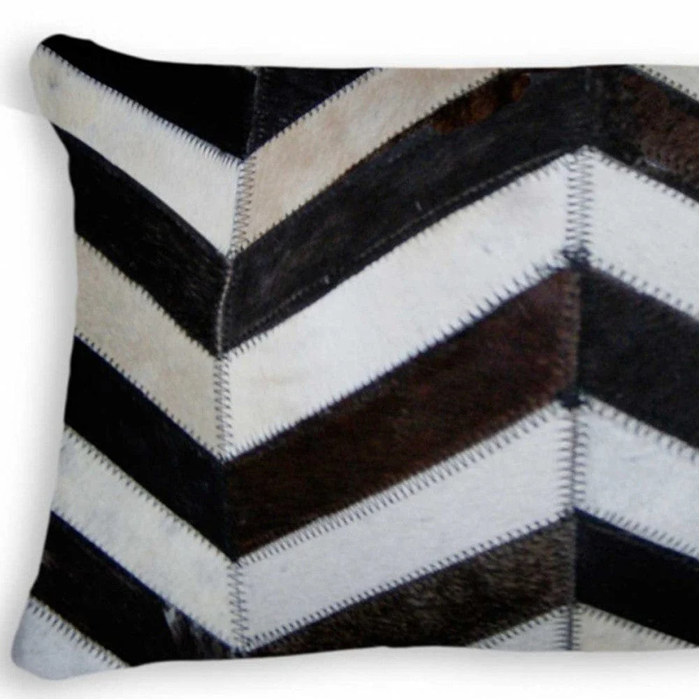 12" X 20" Chocolate Brown and Off White Chevron Cowhide Throw Pillow - Image 5