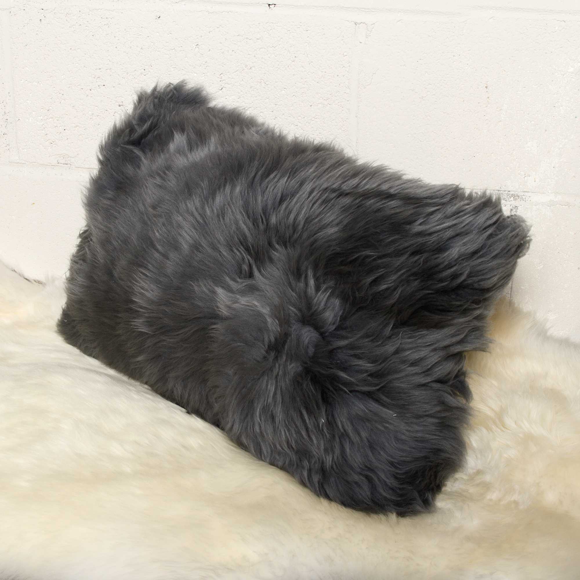 12" X 20" X 5" Gray Sheepskin  Pillow - Image 5