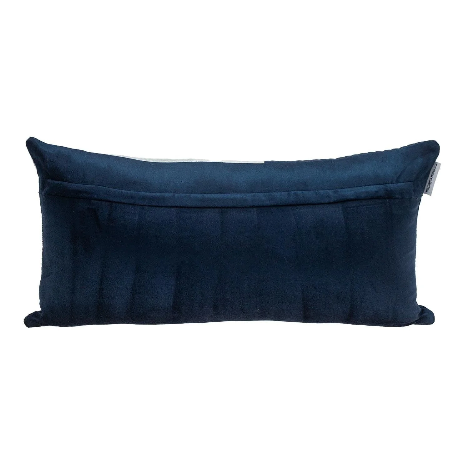 12" X 24" Navy Blue Striped Velvet Throw Pillow - Image 3