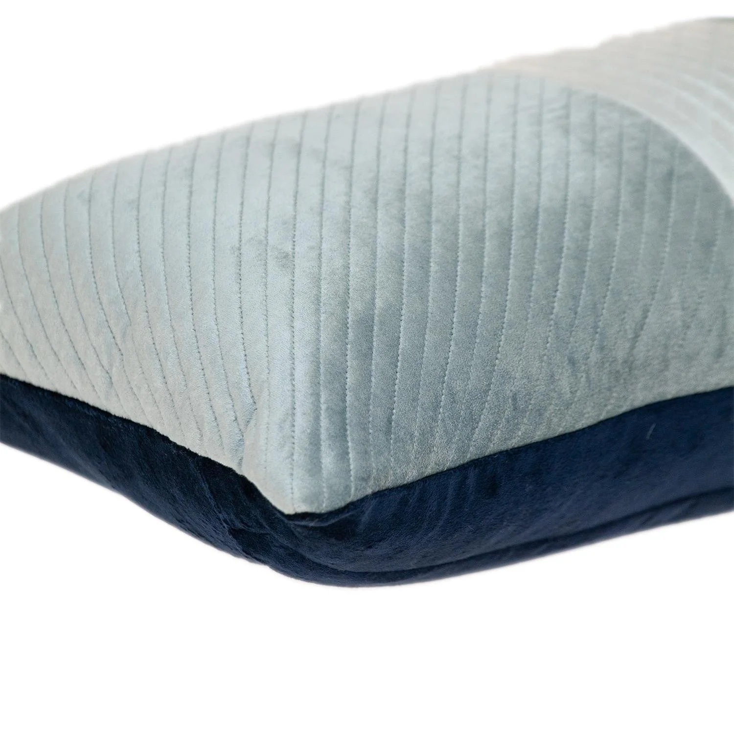 12" X 24" Navy Blue Striped Velvet Throw Pillow - Image 5