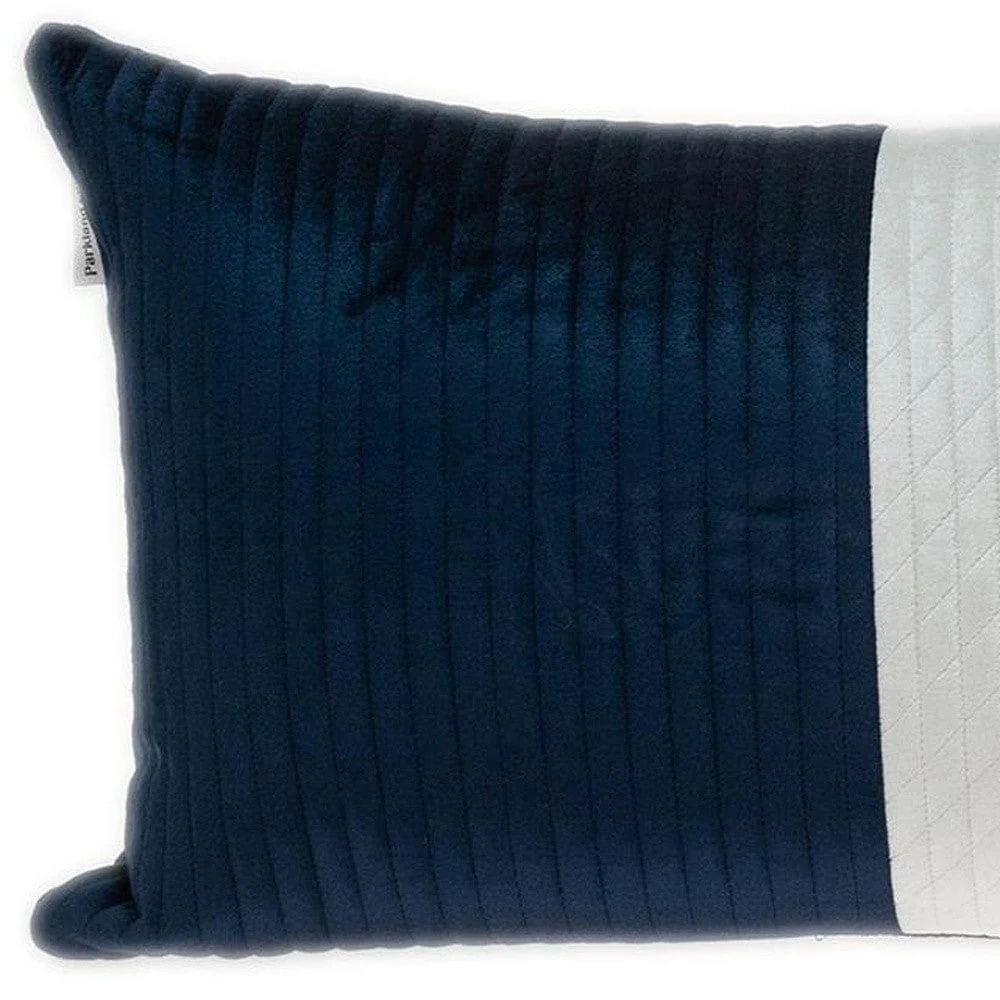 12" X 24" Navy Blue Striped Velvet Throw Pillow - Image 6