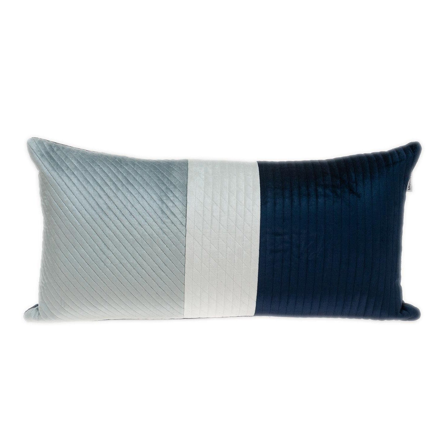 12" X 24" Navy Blue Striped Velvet Throw Pillow - Image 7