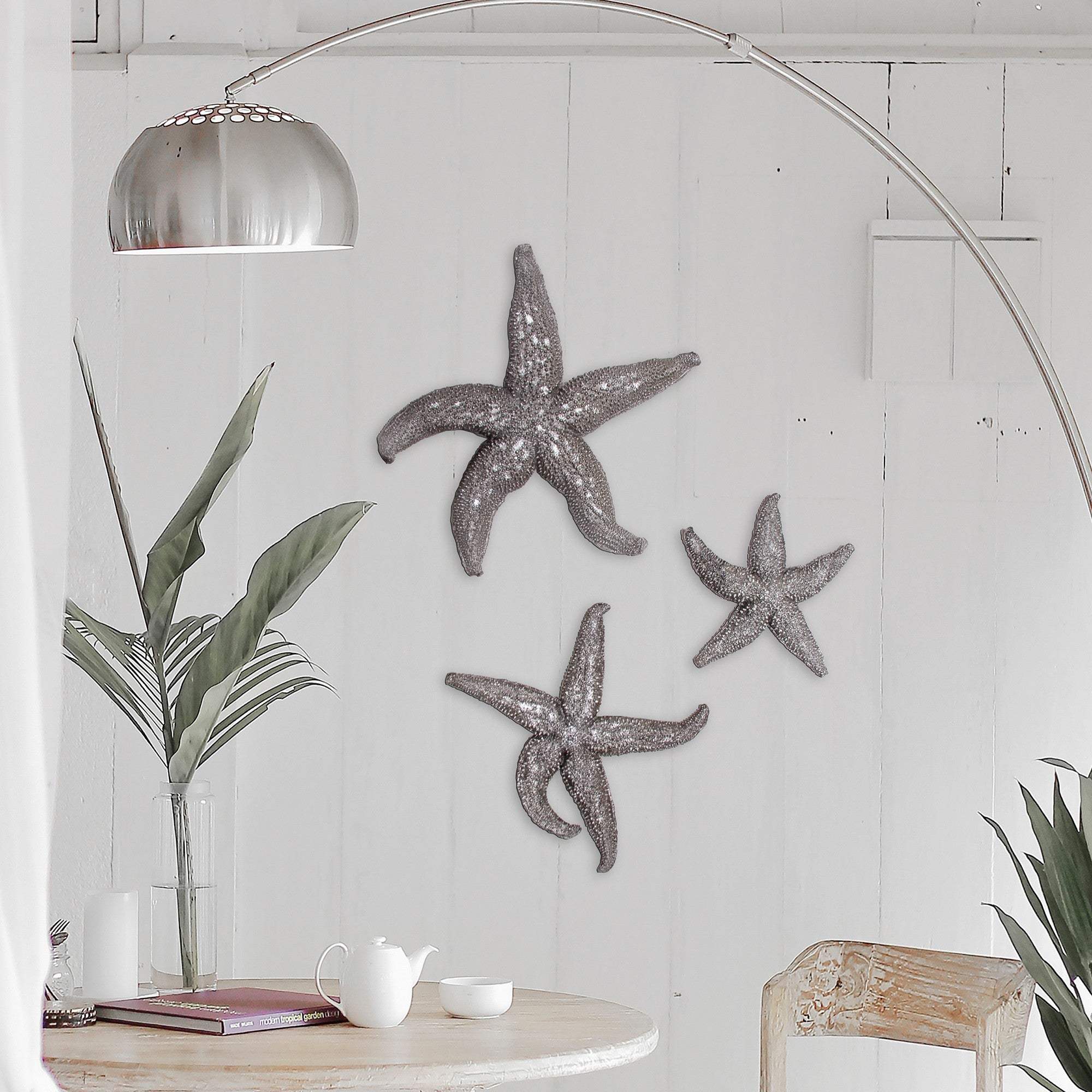 15' Silver Pewter Textured Starfish Wall Art Unframed Textual Art Wall Art - Image 7