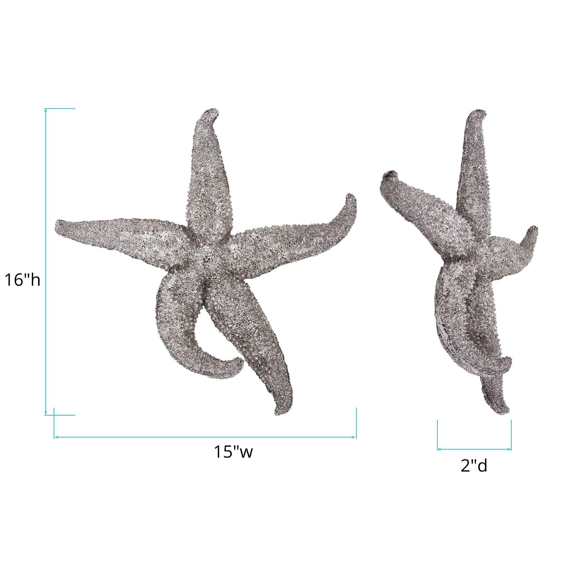 15' Silver Pewter Textured Starfish Wall Art Unframed Textual Art Wall Art - Image 8