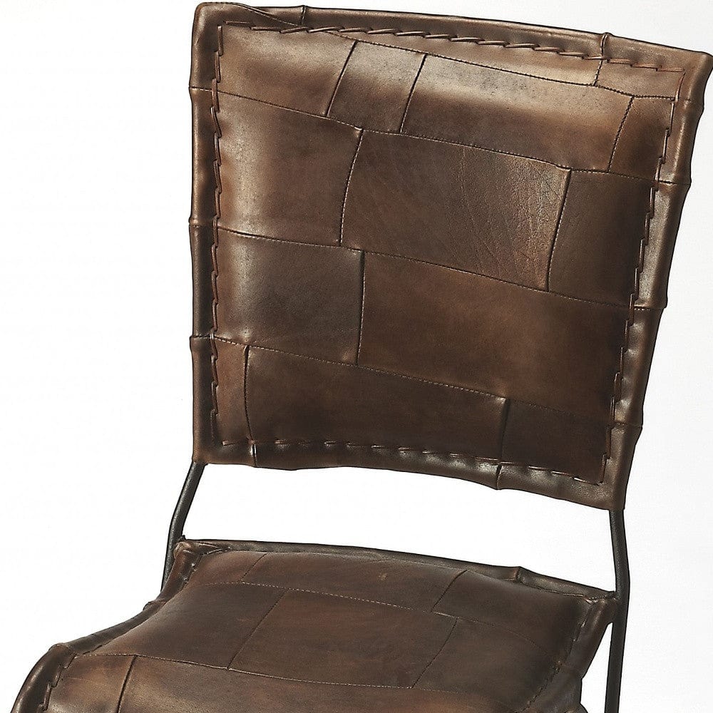 16" Brown Faux Leather Side Chair - Image 3