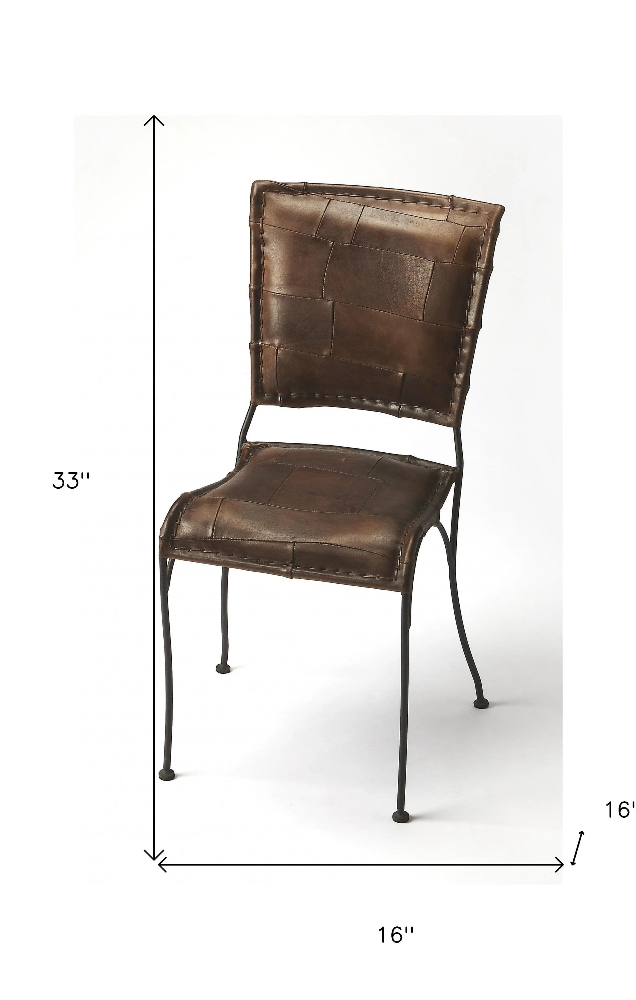 16" Brown Faux Leather Side Chair - Image 4