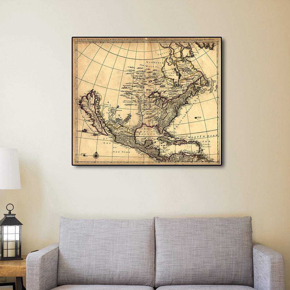 16" X 20" Map Of North America C1685 Vintage Poster Wall Art - Image 4