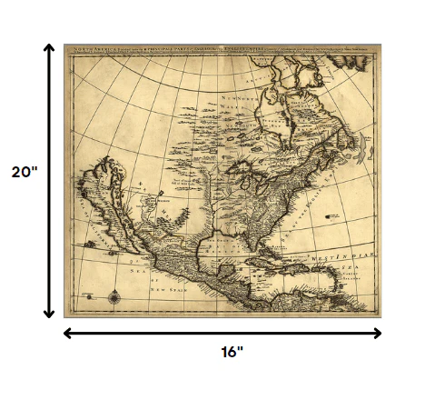16" X 20" Map Of North America C1685 Vintage Poster Wall Art - Image 5
