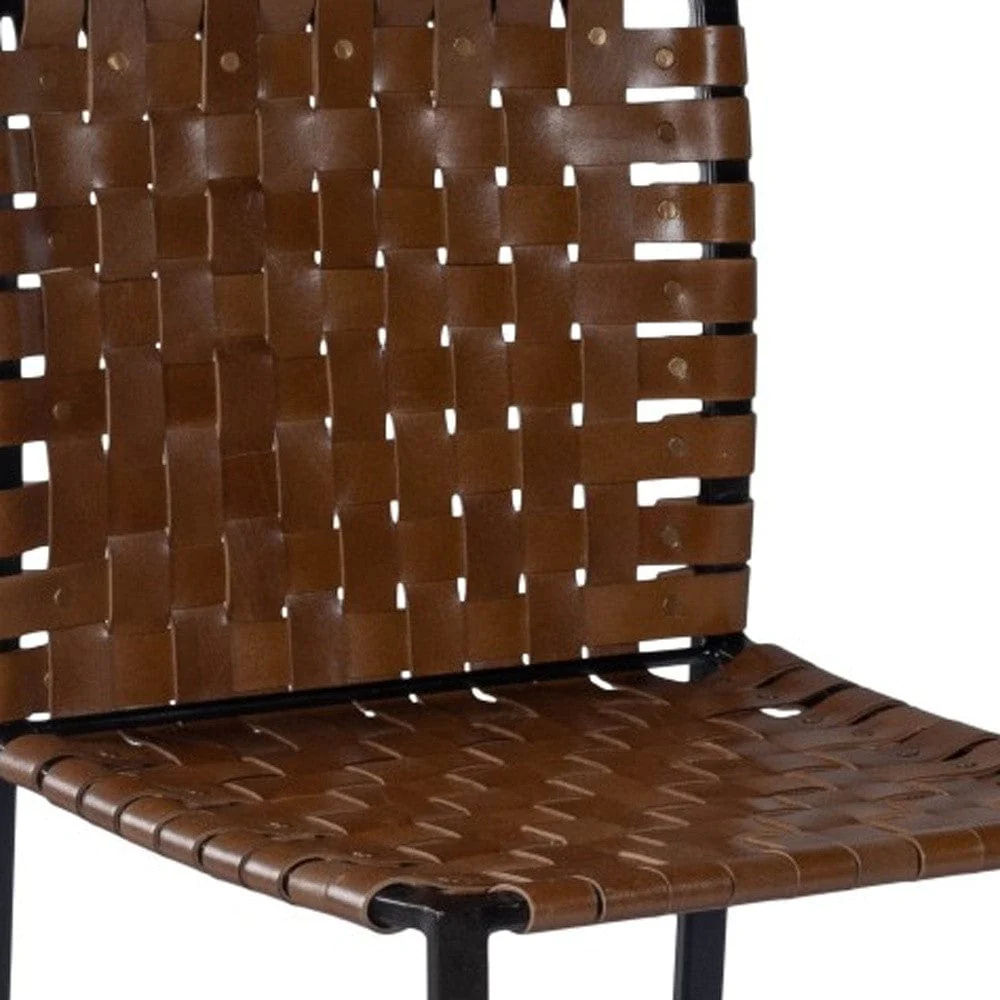 17" Brown And Black Faux Leather Side Chair - Image 6