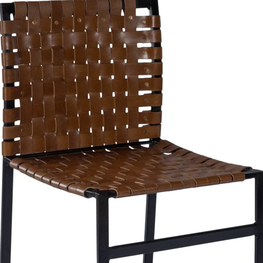 17" Brown And Black Faux Leather Side Chair - Image 7