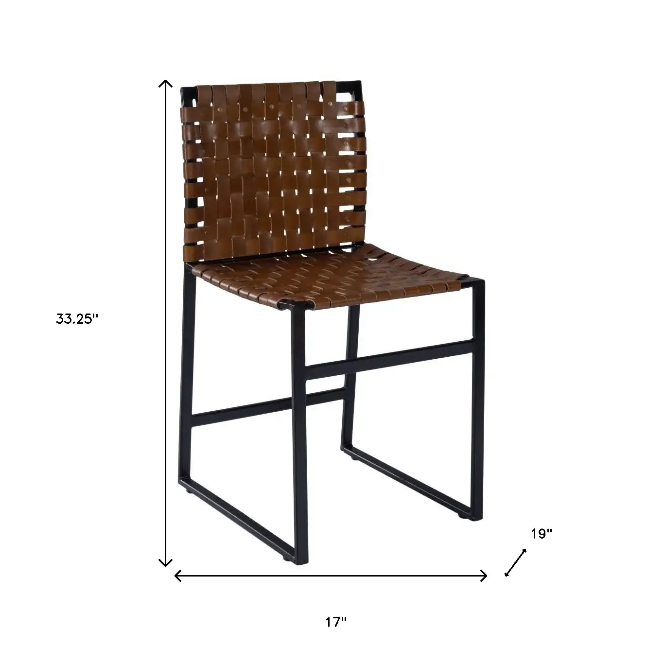 17" Brown And Black Faux Leather Side Chair - Image 8