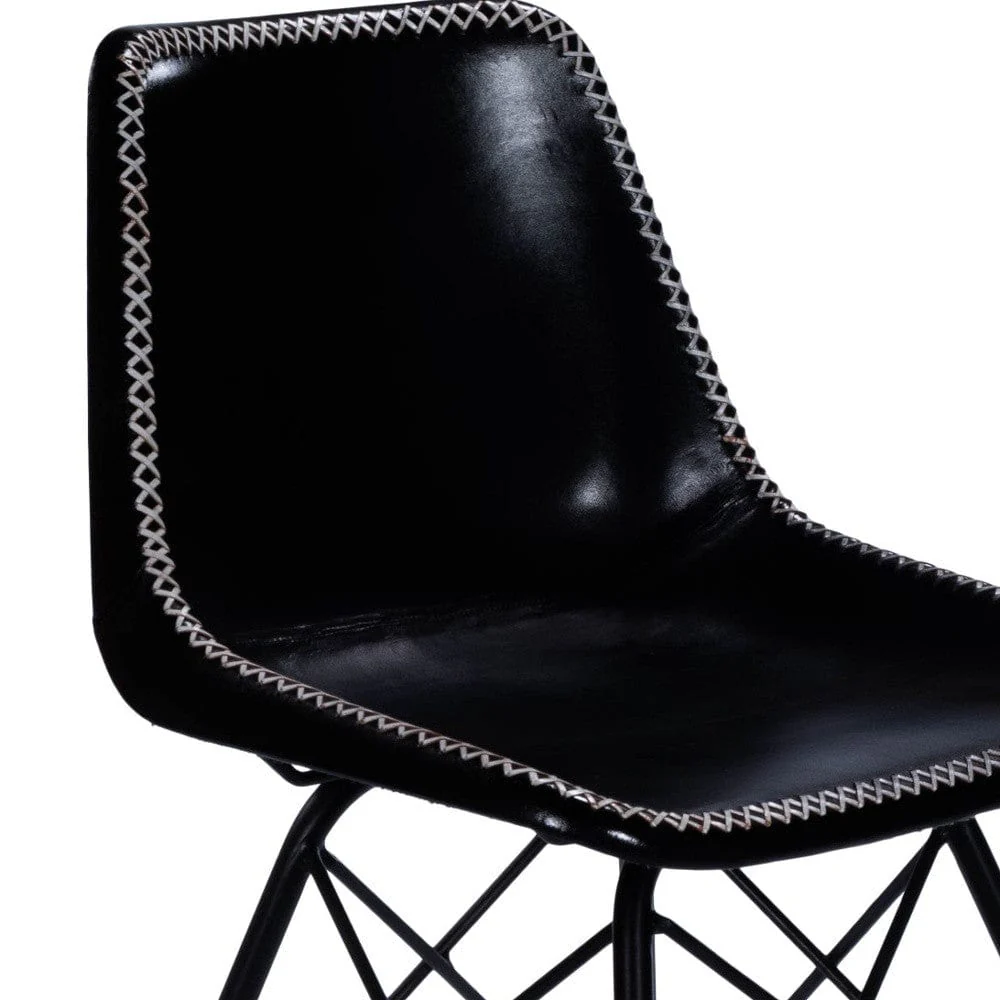 18" Black Faux Leather Side Chair - Image 6