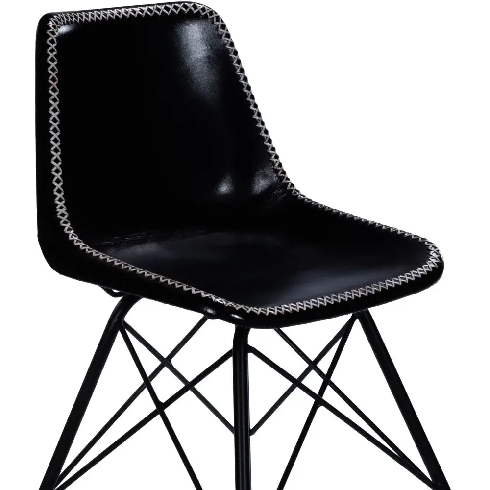 18" Black Faux Leather Side Chair - Image 7