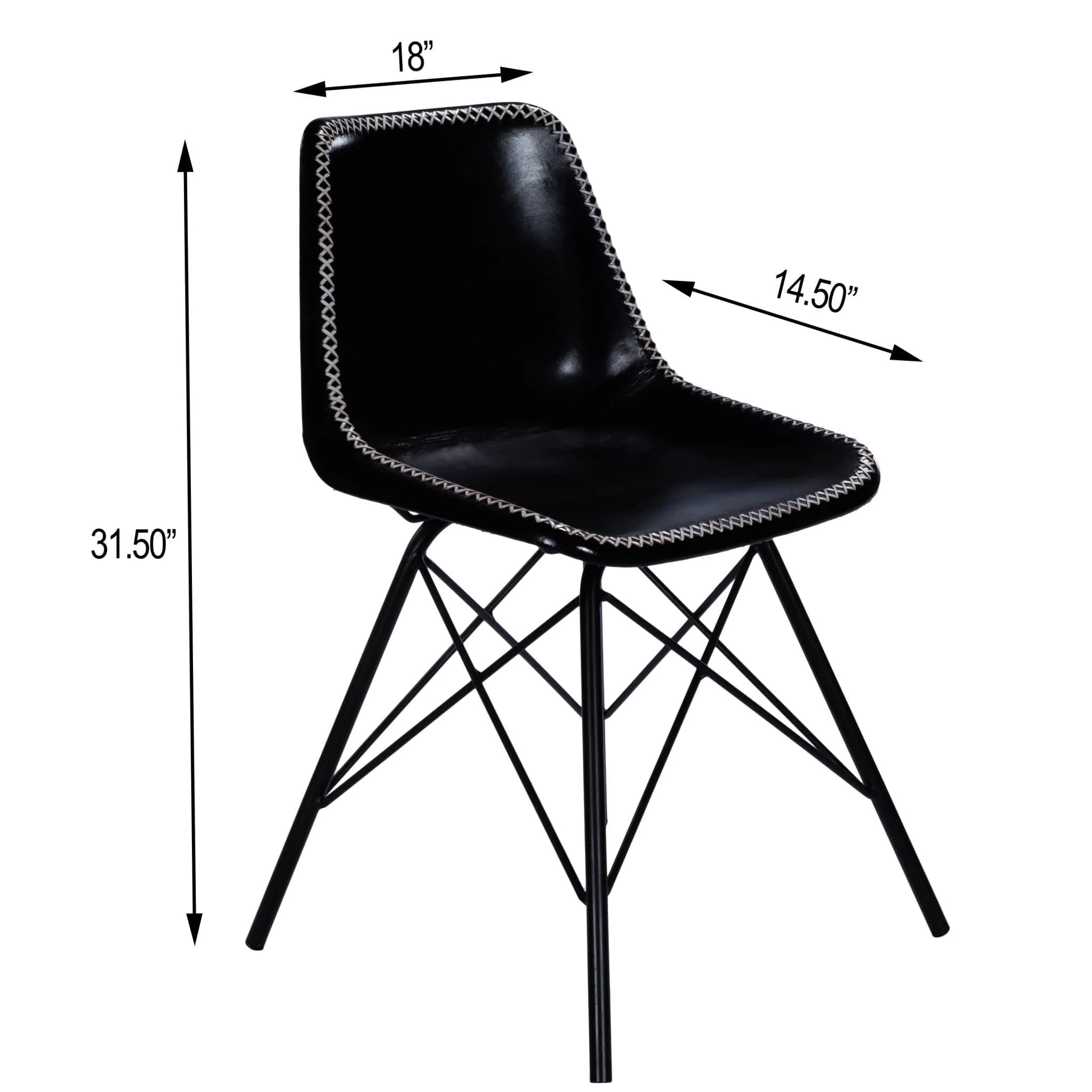 18" Black Faux Leather Side Chair - Image 8