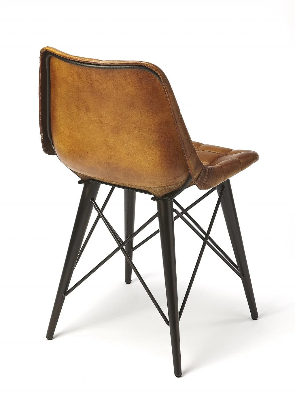 18" Brown Faux Leather Tufted Side Chair - Image 4