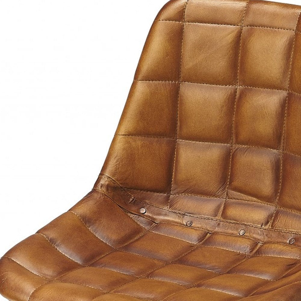 18" Brown Faux Leather Tufted Side Chair - Image 6