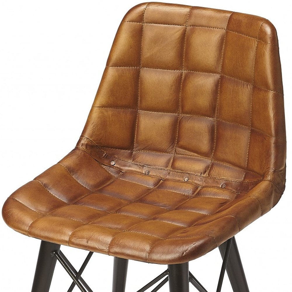 18" Brown Faux Leather Tufted Side Chair - Image 7