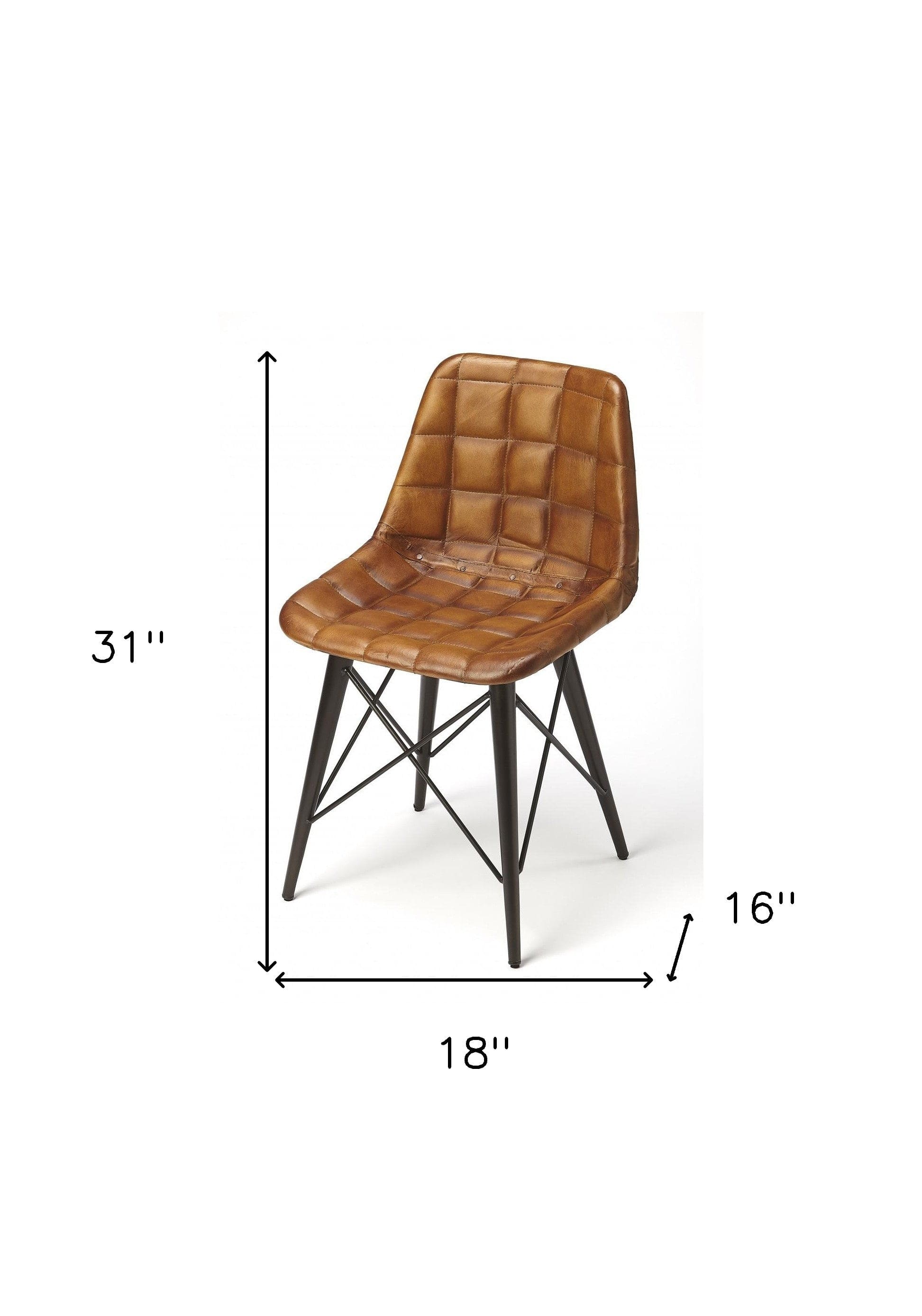 18" Brown Faux Leather Tufted Side Chair - Image 9