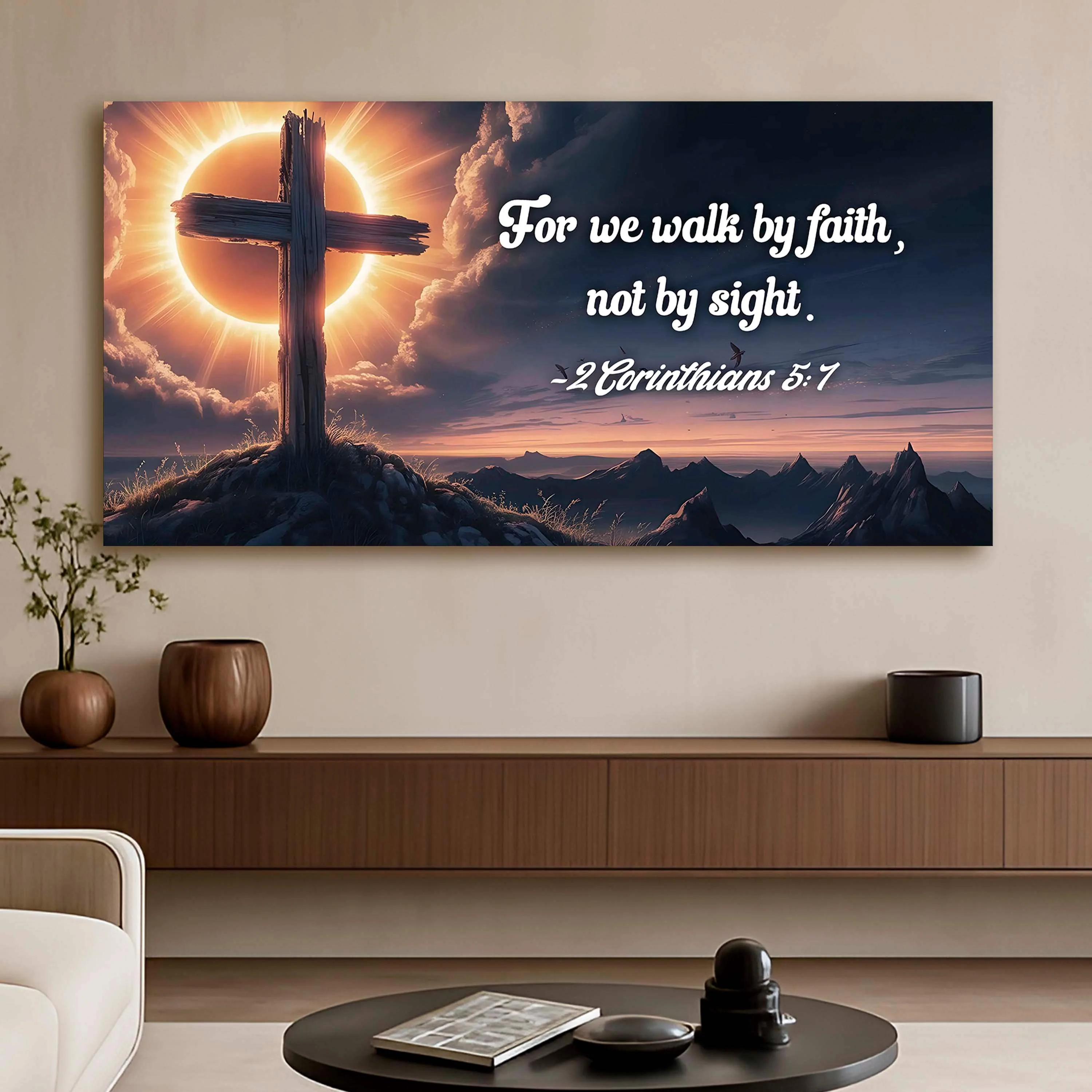 2 Corinthians 5:7 - For We Walk By Faith Not By Sight Faith Sign - Image 3