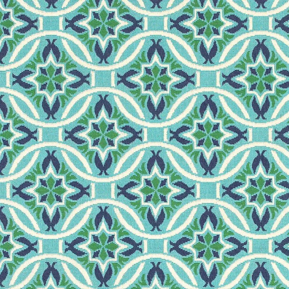 2' X 3' Blue and Green Geometric Stain Resistant Indoor Outdoor Area Rug - Image 4
