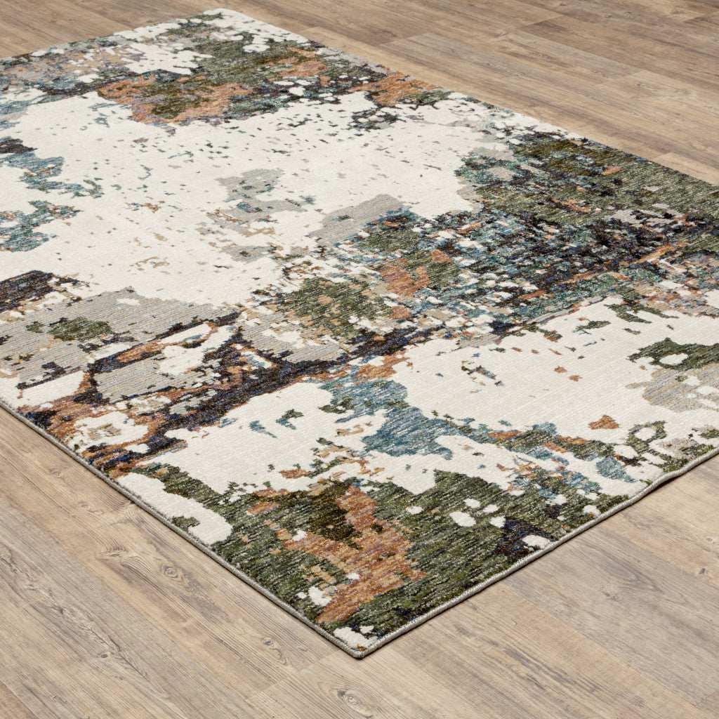 2' X 3' Blue and Ivory Abstract Power Loom Area Rug - Image 5
