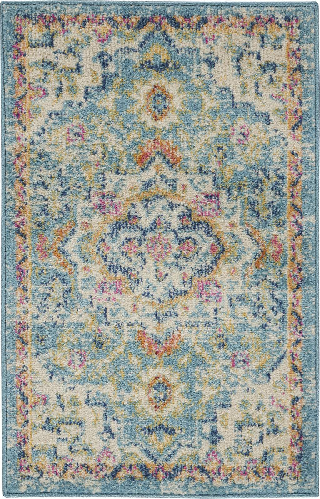 2' X 3' Blue And Ivory Dhurrie Area Rug - Image 9