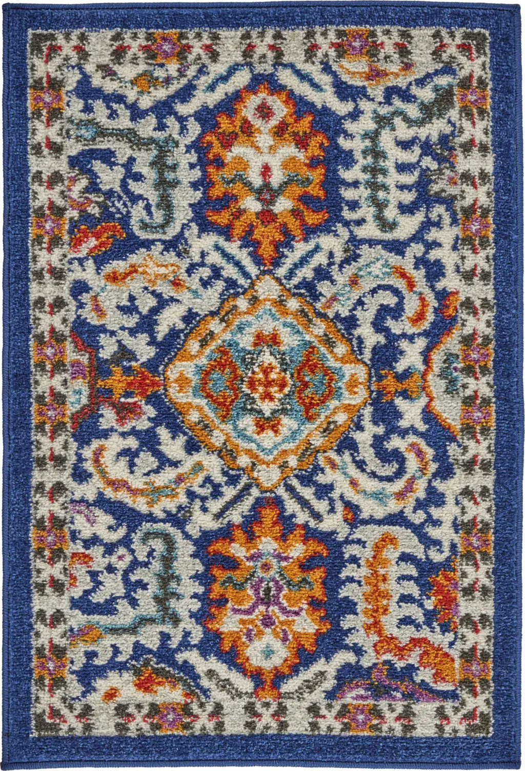 2' X 3' Blue And Ivory Power Loom Area Rug - Image 2