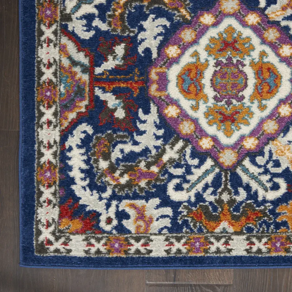2' X 3' Blue And Ivory Power Loom Area Rug - Image 3
