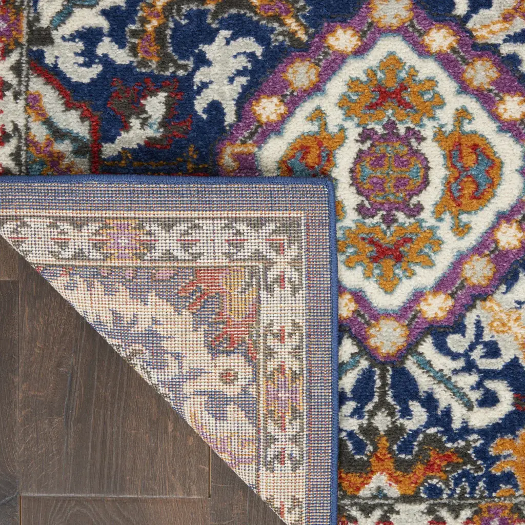 2' X 3' Blue And Ivory Power Loom Area Rug - Image 5