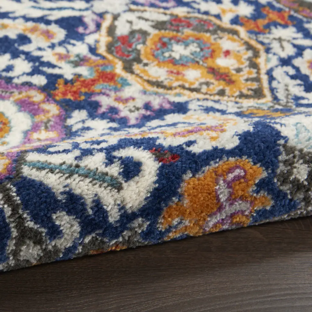 2' X 3' Blue And Ivory Power Loom Area Rug - Image 6