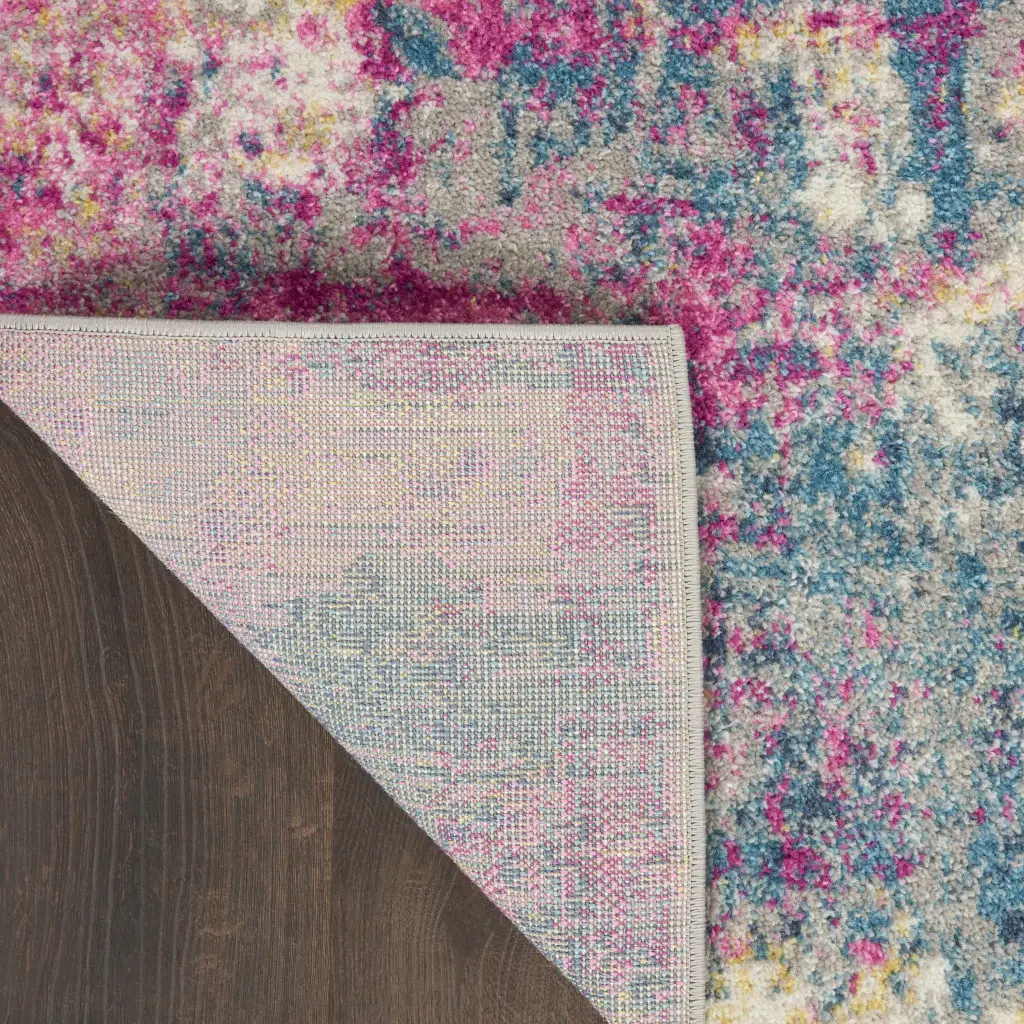 2' X 3' Blue And Pink Abstract Power Loom Area Rug - Image 5