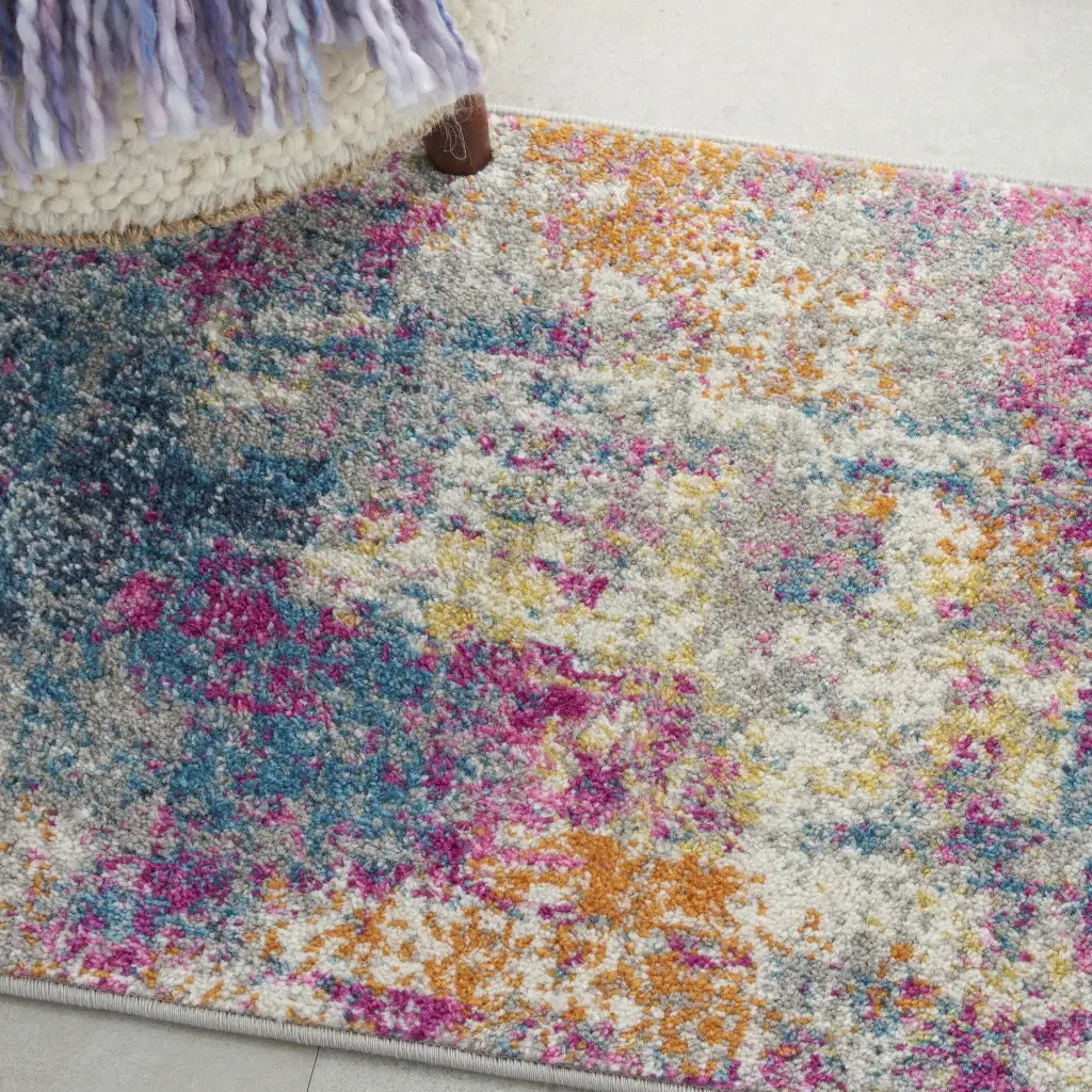 2' X 3' Blue And Pink Abstract Power Loom Area Rug - Image 9