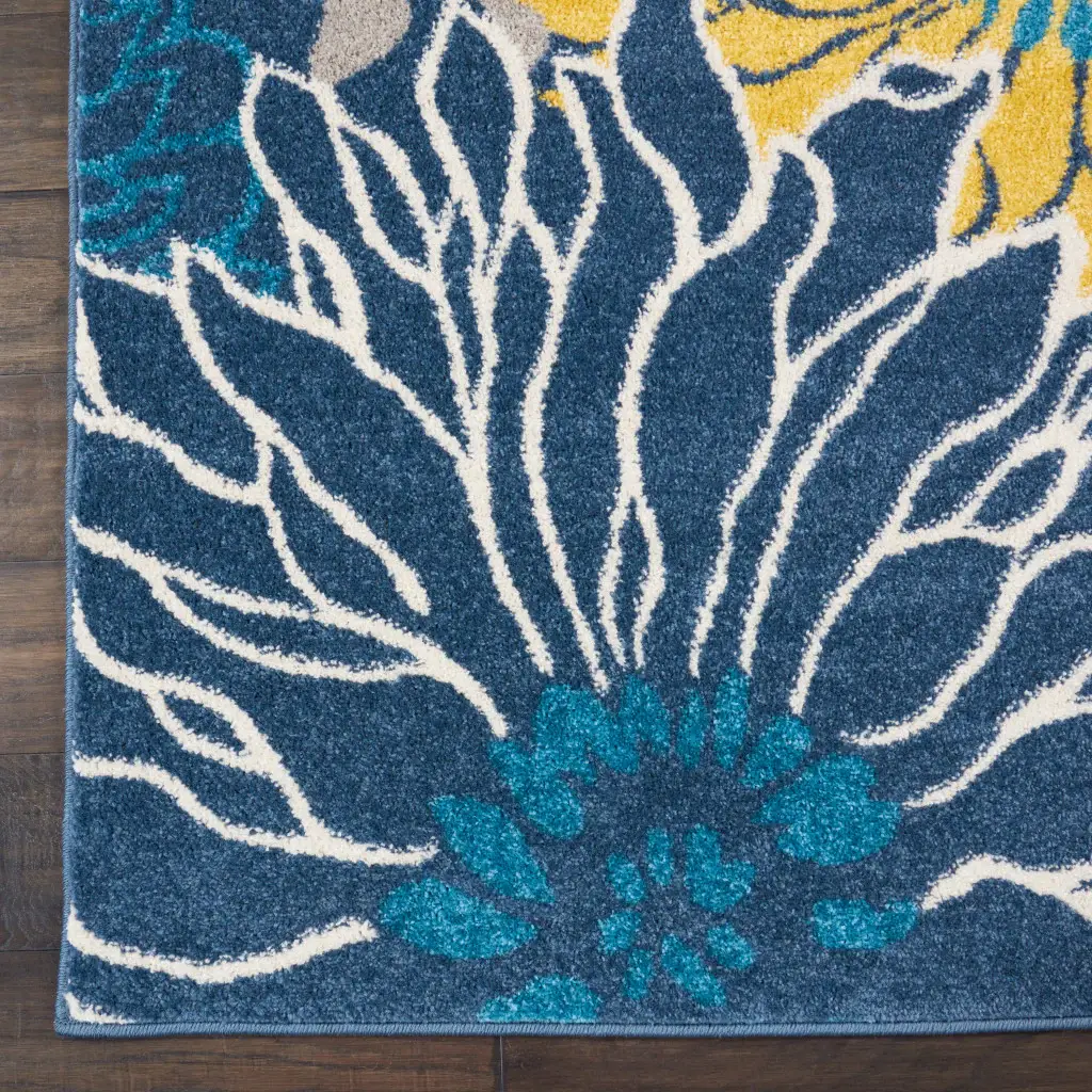 2' X 3' Blue Floral Power Loom Area Rug - Image 3