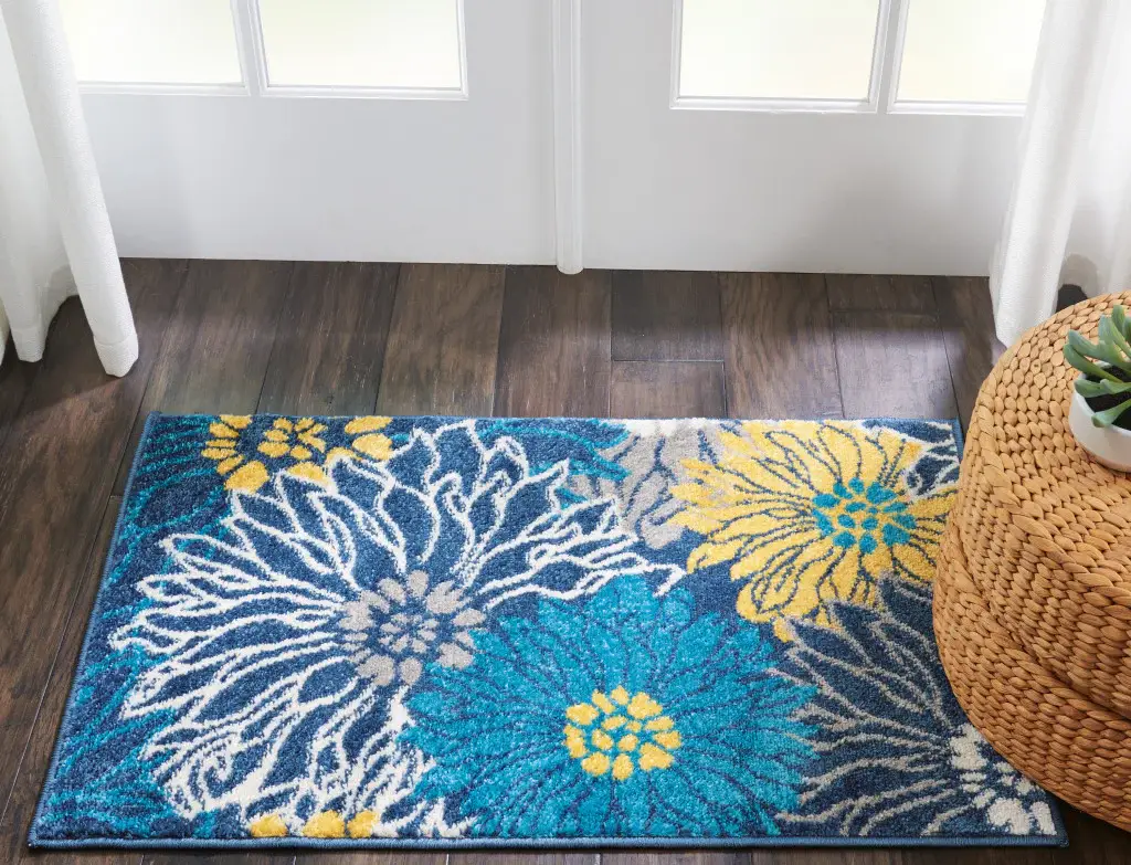 2' X 3' Blue Floral Power Loom Area Rug - Image 7