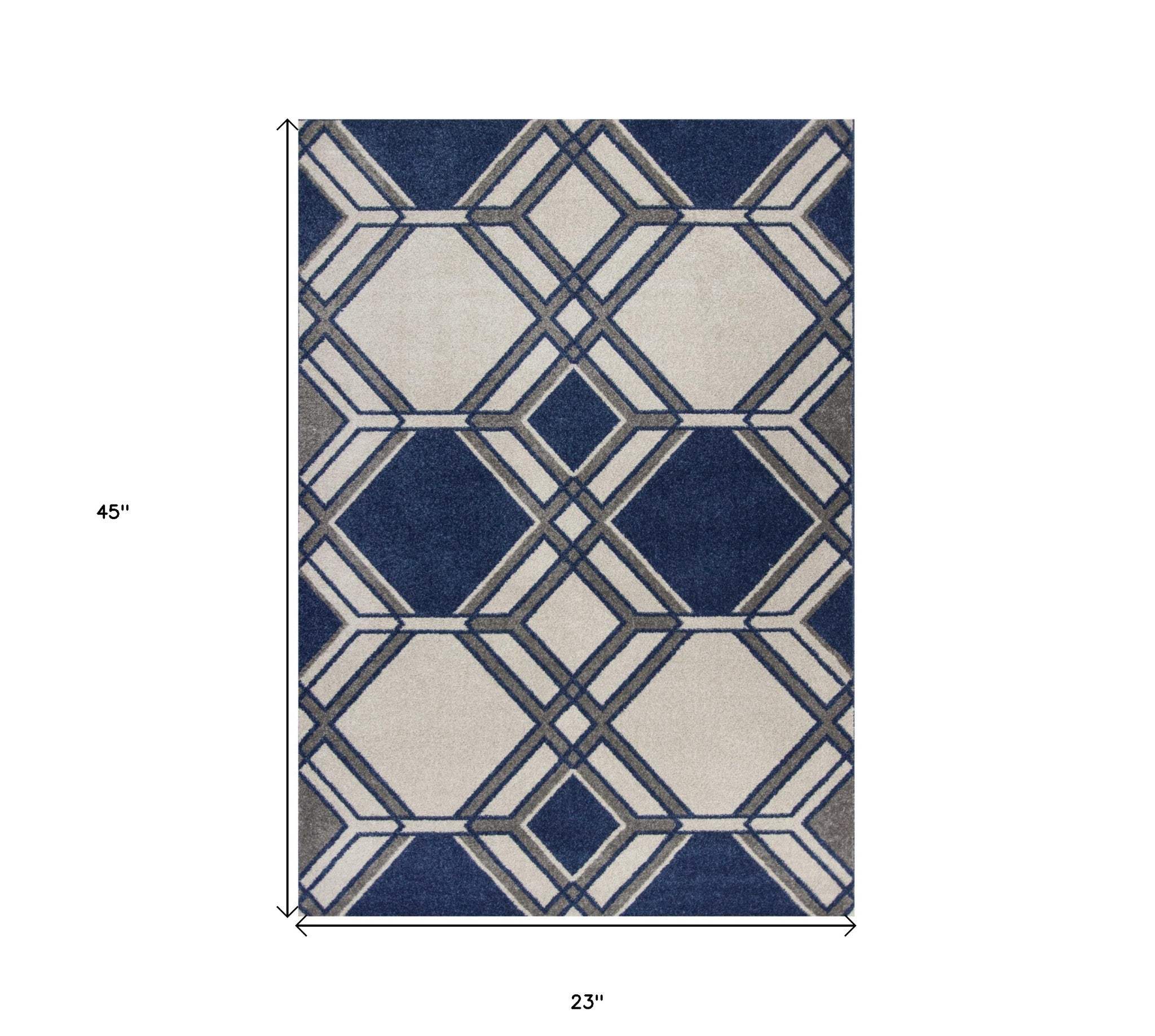2' X 3' Blue Geometric Area Rug - Image 3