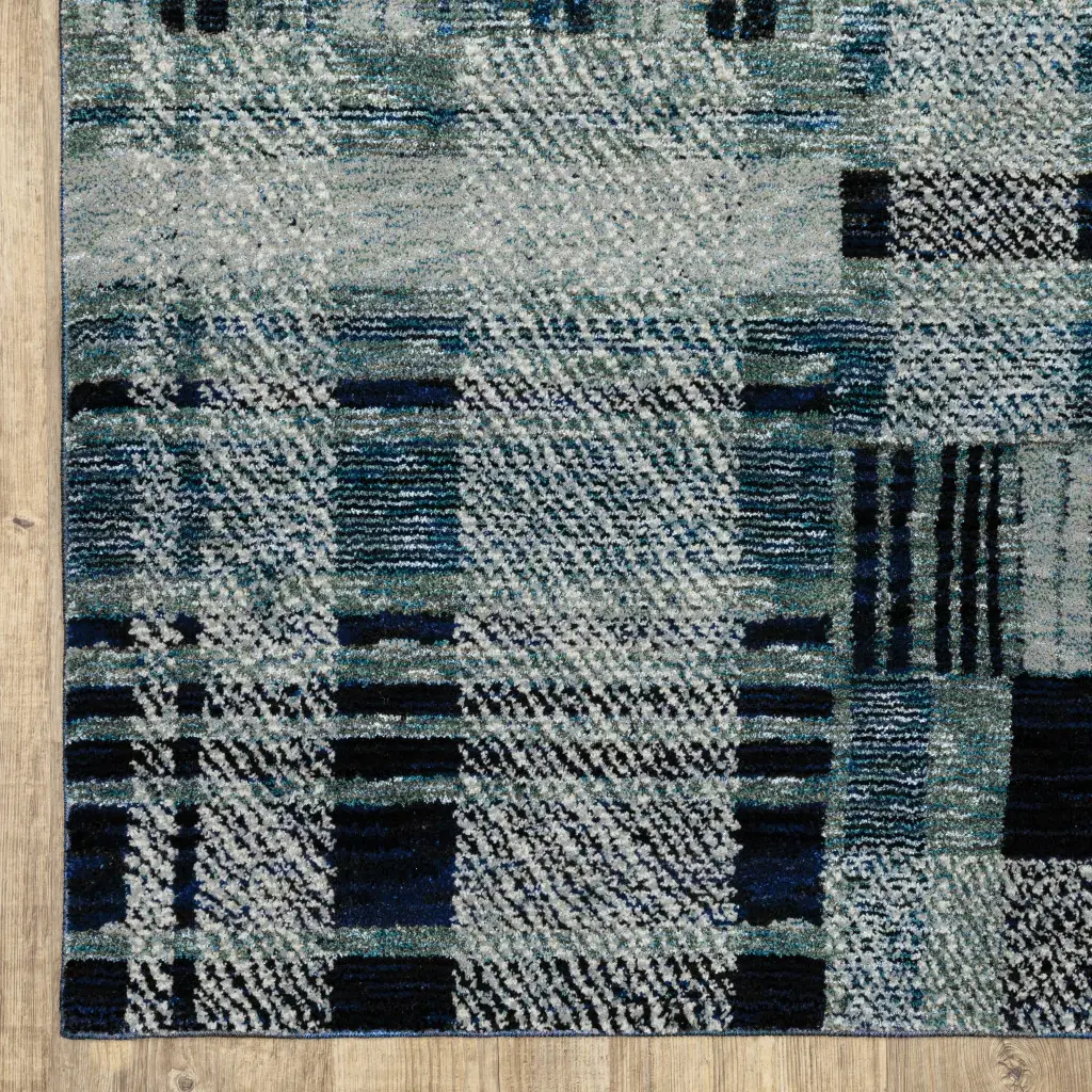 2' X 3' Blue Geometric Power Loom Area Rug - Image 3