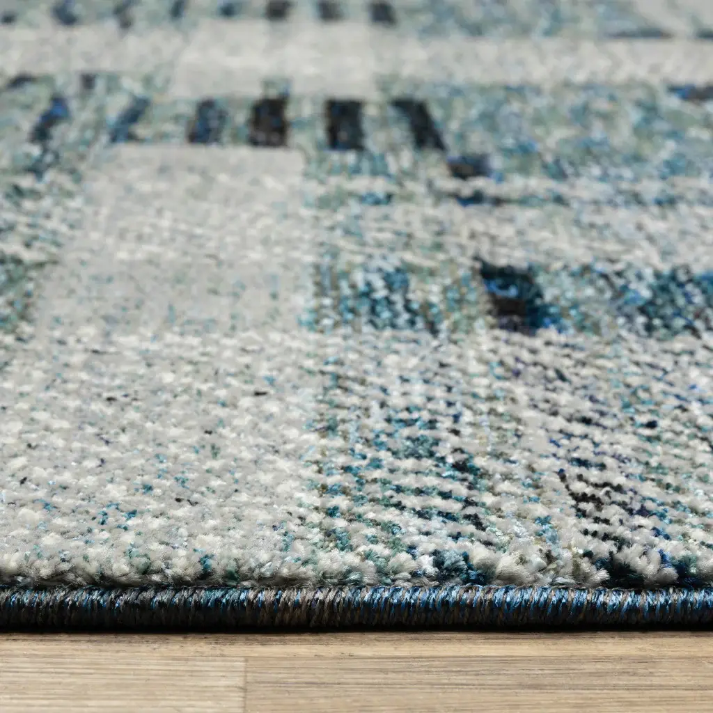 2' X 3' Blue Geometric Power Loom Area Rug - Image 5