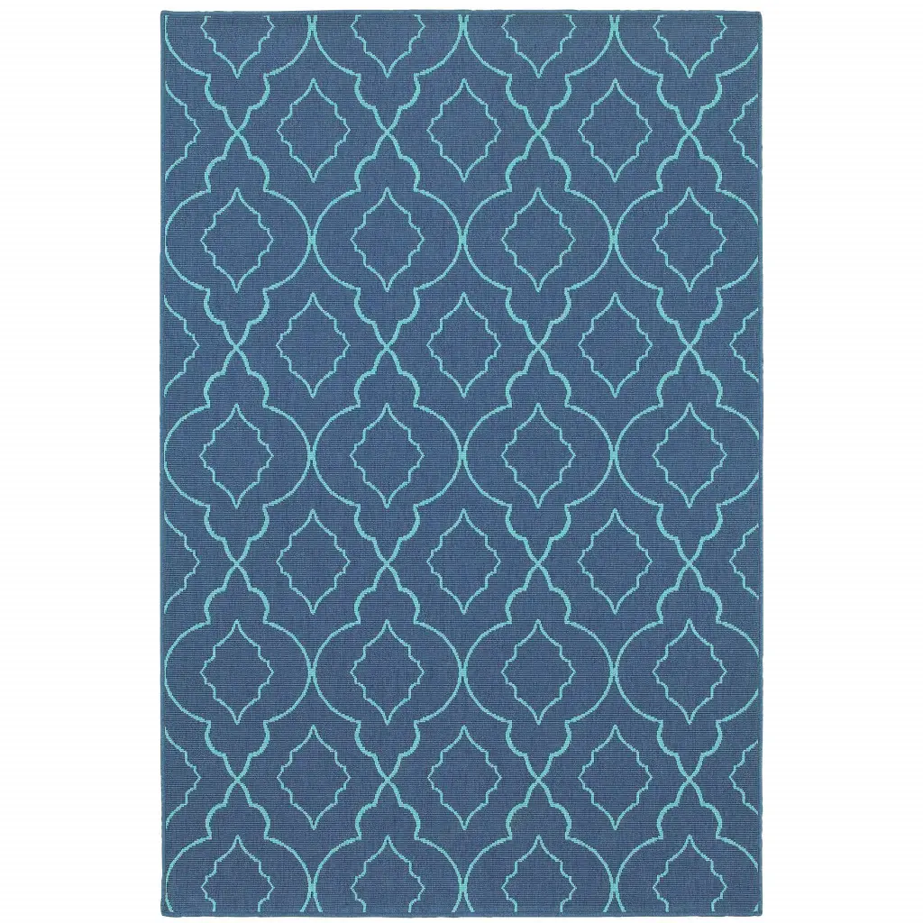 2' X 3' Blue Geometric Stain Resistant Indoor Outdoor Area Rug
