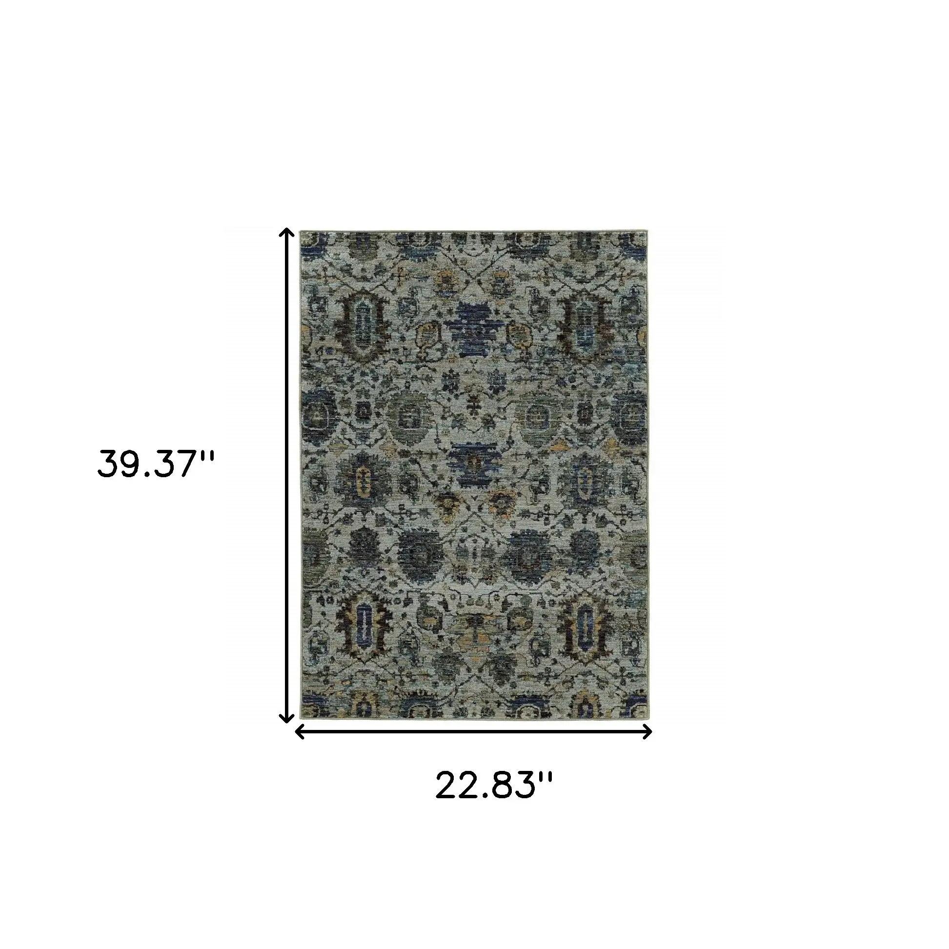 2' X 3' Blue Green Oriental Power Loom Area Rug - Image 2