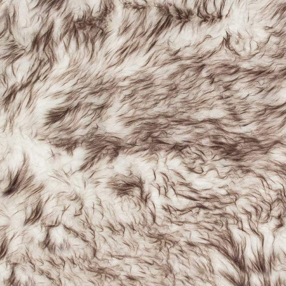 2' X 3' Brown and White Faux Sheepskin Ombre Machine Tufted Non Skid Area Rug - Image 4