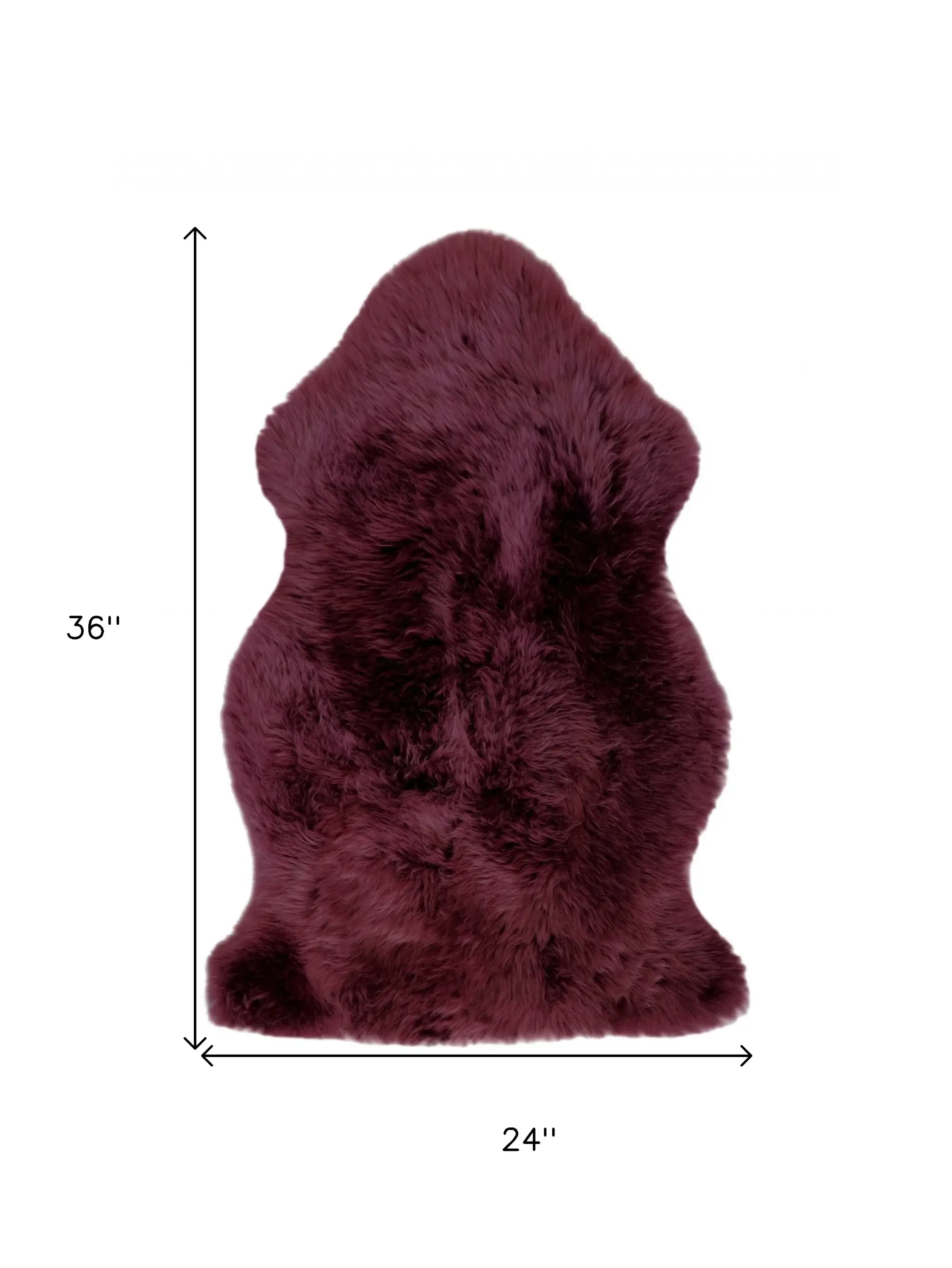 2' X 3' Burgundy New Zealand Natural Sheepskin Rug - Image 3