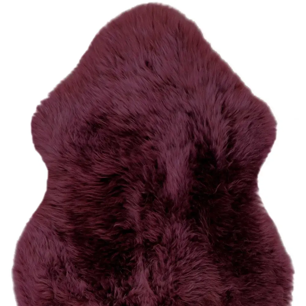 2' X 3' Burgundy New Zealand Natural Sheepskin Rug - Image 5