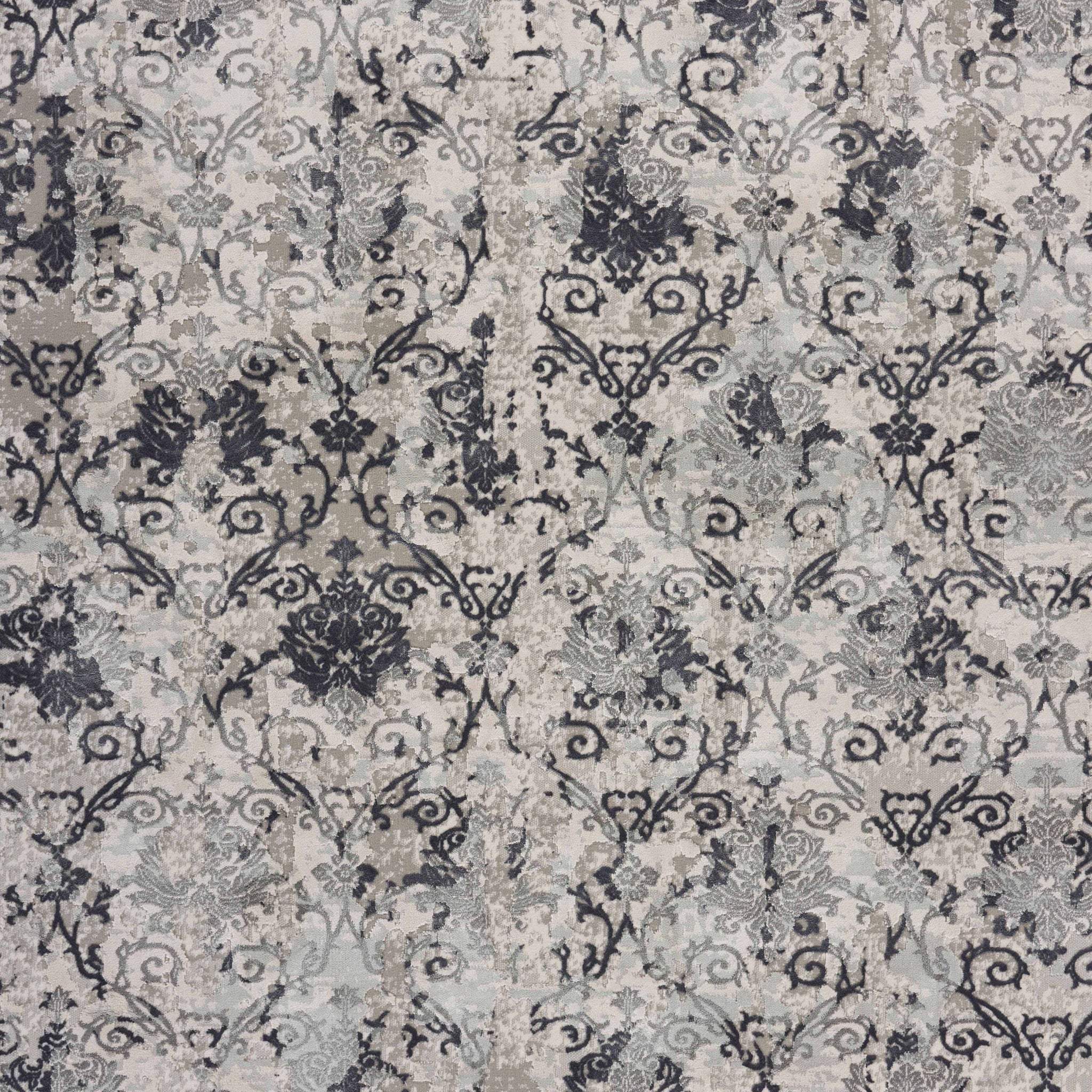 2' X 3' Cream And Gray Damask Stain Resistant Area Rug - Image 2