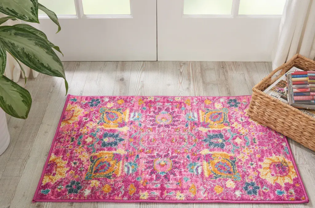 2' X 3' Fuchsia Floral Power Loom Area Rug - Image 8